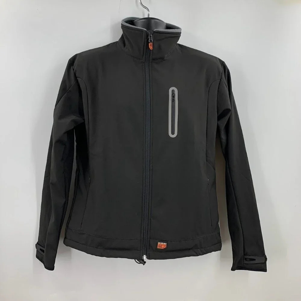 30seven Men's Full Zip Heated Black Long Sleeve Soft Shell Jacket Size S